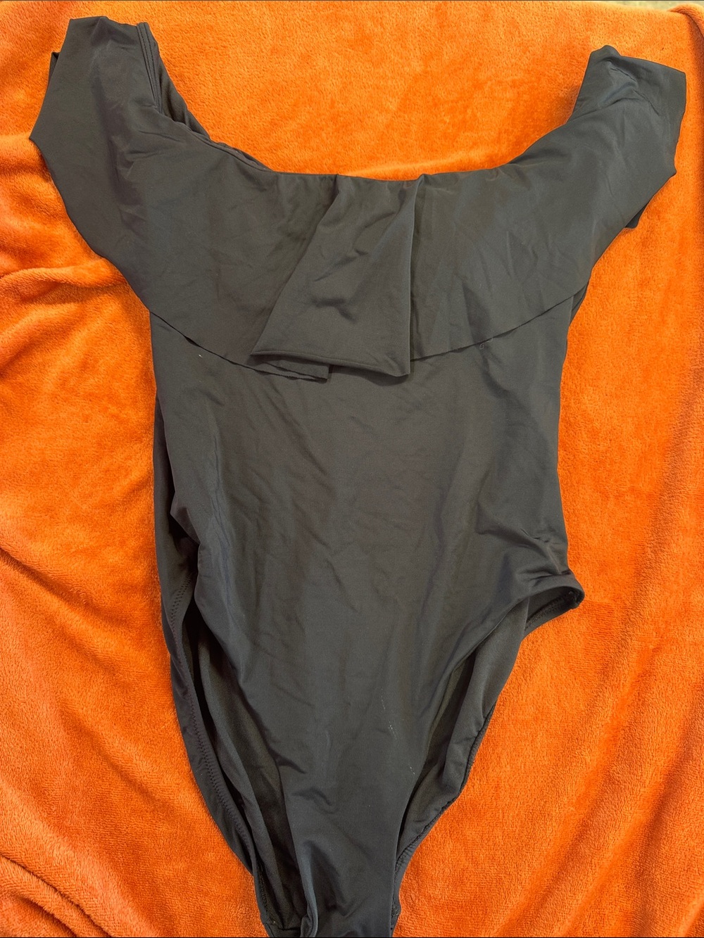 Trina Turk Black One-Piece Swimsuit with Off-Shoulder Detail